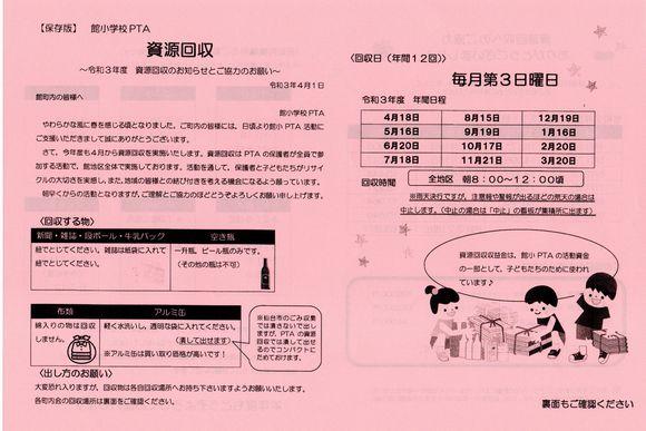 資源回収のお知らせ