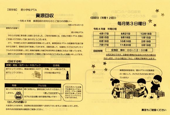 資源回収のお知らせ