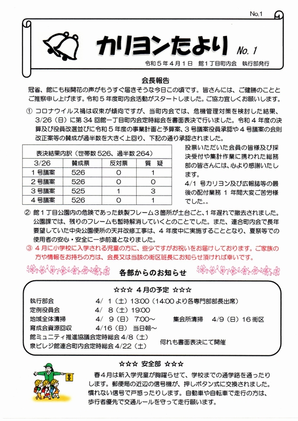 館１丁目　”カリヨンたより”より